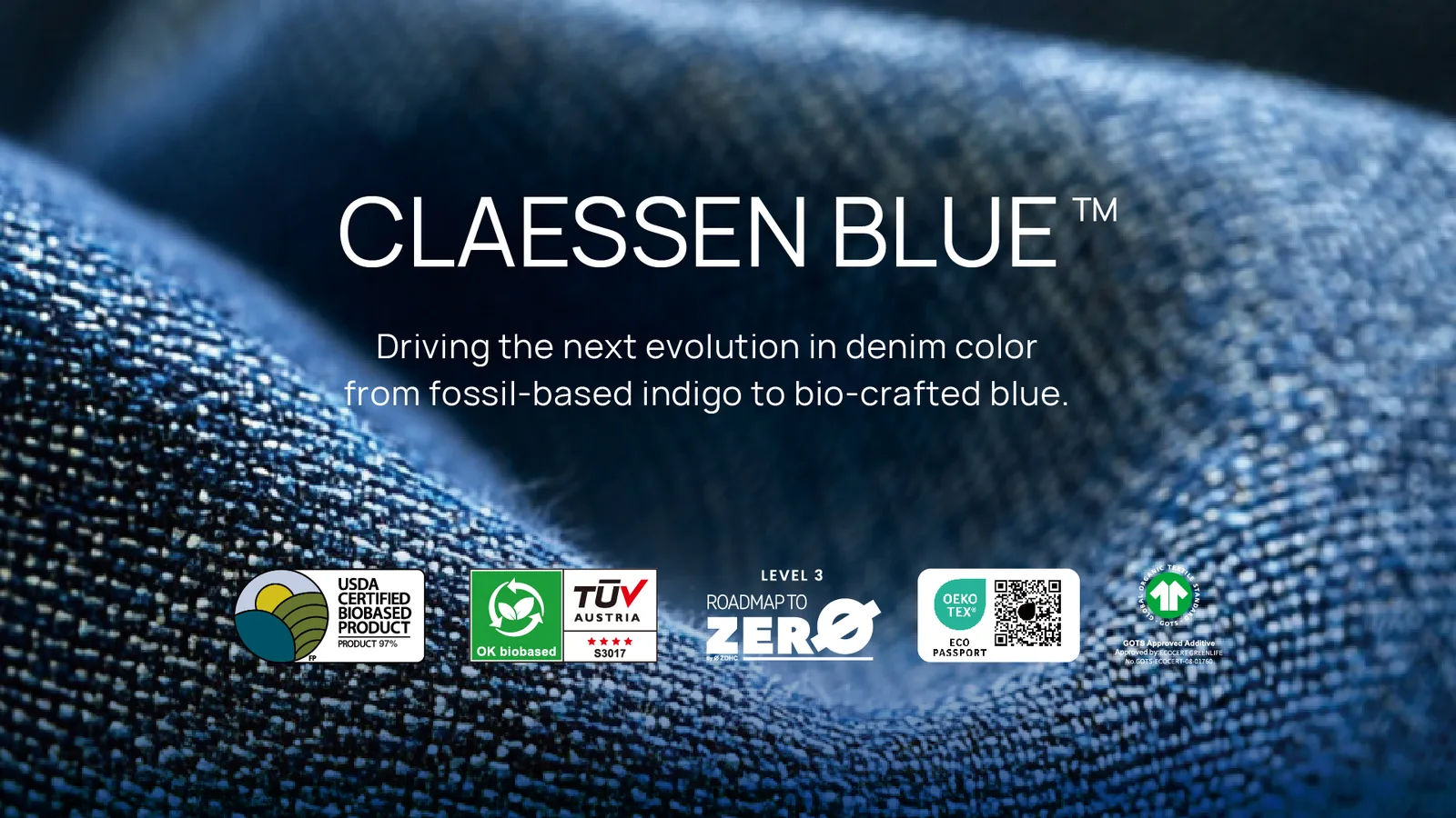 Claessen Blue material shown with lifecycle assessment context.